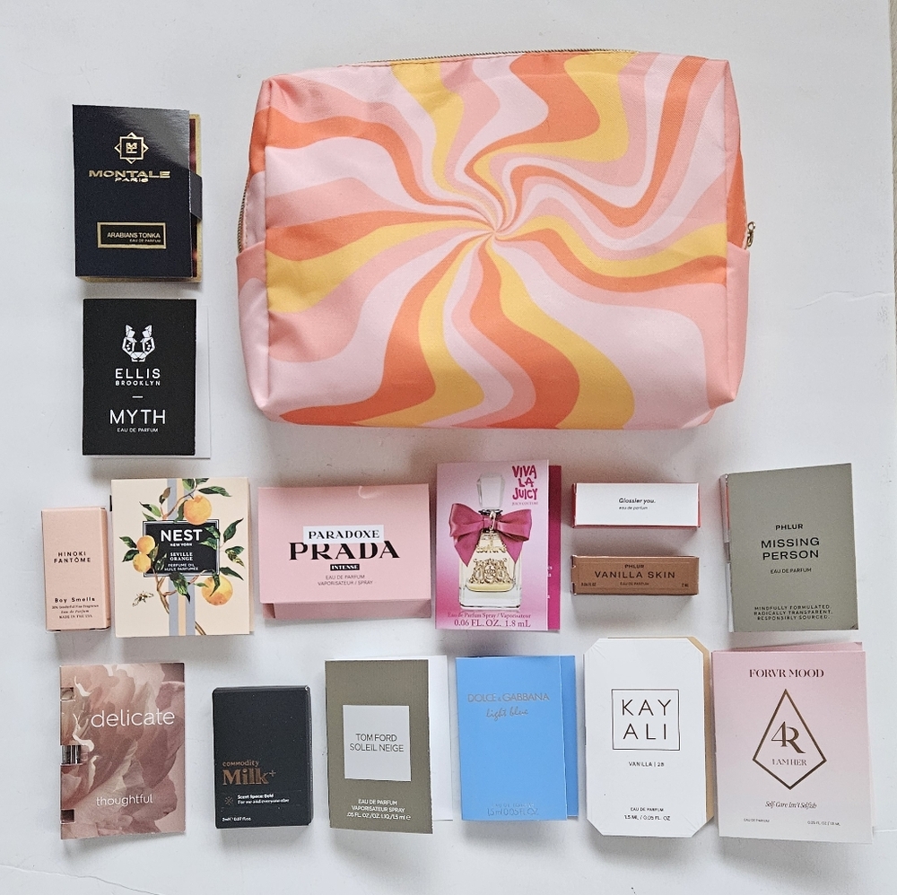 x16 NWT Sephora Makeup Bag Samples Pink Orange Yellow Spring Summer Cosmetic Bag